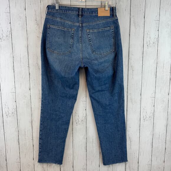 Everlane Medium Blue The Curvy Cheeky Jean Raw Hem Straight Leg Size 29 Regular - Picture 6 of 15
